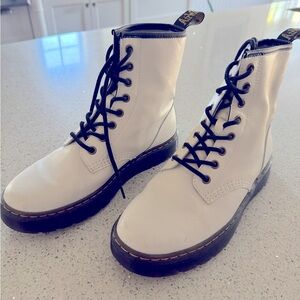 Doc Martens white combat boots, size 7